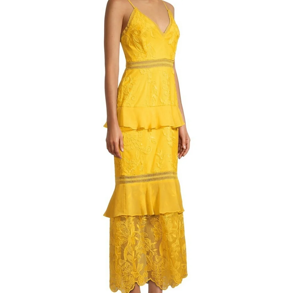 -NWT- Aidan Mattox Tiered Floral Lace Dress 2 - Picture 3 of 16